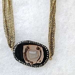 Black stone statement necklace
